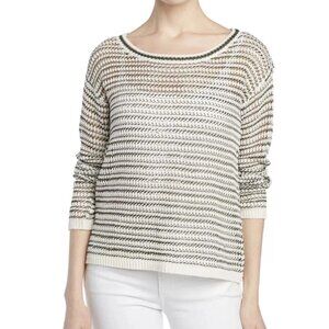 Alice & Olivia | Ethan Novelty Striped Open Knit Sweater Size Medium